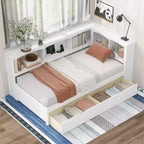 Clihome Twin Size Daybed with Two Storage Drawers, Storage Cabinets and USB Ports