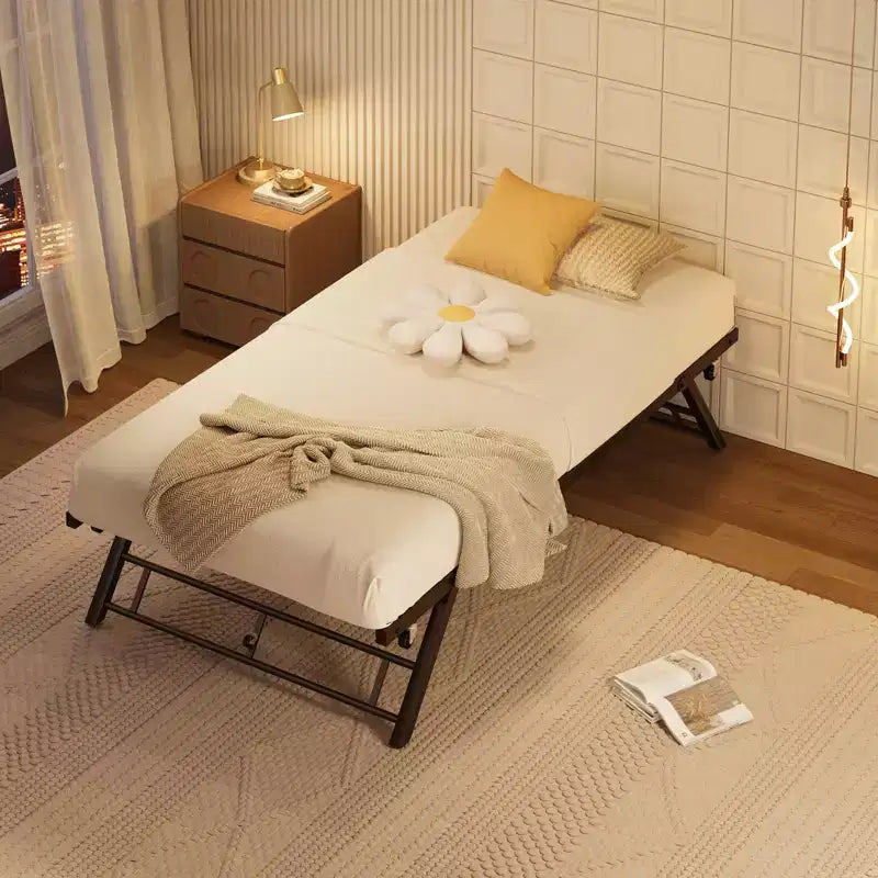 Struttura letto a giorno a rotelle singola a due posti con letto inferiore a scomparsa con doghe in metallo e rotelle bloccabili (materasso non incluso)