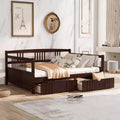 Full Size Sofa Bed - Convertible Wood Bed Frame with 2 Storage Drawers for Guest Room and Small Space