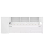 Divano letto singolo/matrimoniale con letto estraibile, struttura in legno con scrivania, cassetti portaoggetti e mensole, nessuna molla a scatola necessaria - ModernLuxe