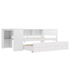 Divano letto singolo/matrimoniale con letto estraibile, struttura in legno con scrivania, cassetti portaoggetti e mensole, nessuna molla a scatola necessaria - ModernLuxe