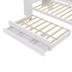 Divano letto singolo/matrimoniale con letto estraibile, struttura in legno con scrivania, cassetti portaoggetti e mensole, nessuna molla a scatola necessaria - ModernLuxe