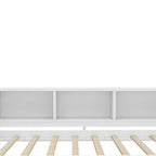 Divano letto singolo/matrimoniale con letto estraibile, struttura in legno con scrivania, cassetti portaoggetti e mensole, nessuna molla a scatola necessaria - ModernLuxe