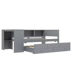 Divano letto singolo/matrimoniale con letto estraibile, struttura in legno con scrivania, cassetti portaoggetti e mensole, nessuna molla a scatola necessaria - ModernLuxe