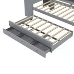 Divano letto singolo/matrimoniale con letto estraibile, struttura in legno con scrivania, cassetti portaoggetti e mensole, nessuna molla a scatola necessaria - ModernLuxe