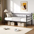 COZONY Twin Daybed, Metal Sofa Bed Frame with Steel Slat Support, Space-Saving, Easy Assembly, Black