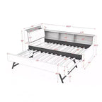 Letto singolo a piattaforma imbottito con ricarica wireless, testiera contenitore imbottita, luci a LED, letto estraibile/cassetti contenitore, velluto - ModernLuxe