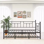 MAYEERTY Letto a Divano Singolo in Metallo con Rete Estraibile, Letto 2 in 1, Salvaspazio per Camera degli Ospiti e Soggiorno, Nero