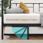 MAYEERTY Letto a Divano Singolo in Metallo con Rete Estraibile, Letto 2 in 1, Salvaspazio per Camera degli Ospiti e Soggiorno, Nero