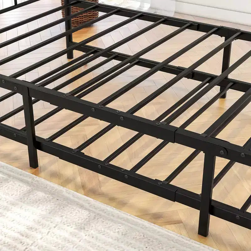 MAYEERTY Letto a Divano Singolo in Metallo con Rete Estraibile, Letto 2 in 1, Salvaspazio per Camera degli Ospiti e Soggiorno, Nero