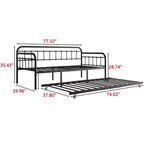 MAYEERTY Struttura per letto a giorno in metallo a una piazza e mezza con letto estraibile, Piattaforma divano letto resistente, Nessuna molla richiesta, Nero