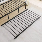MAYEERTY Struttura per letto a giorno in metallo a una piazza e mezza con letto estraibile, Piattaforma divano letto resistente, Nessuna molla richiesta, Nero