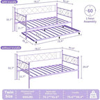 Divano letto singolo viola con letto estraibile, supporto in acciaio premium, salvaspazio per soggiorno, camera da letto, camera degli ospiti