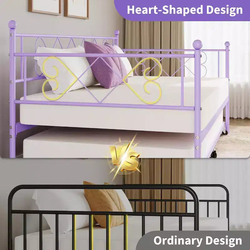 Divano letto singolo viola con letto estraibile, supporto in acciaio premium, salvaspazio per soggiorno, camera da letto, camera degli ospiti
