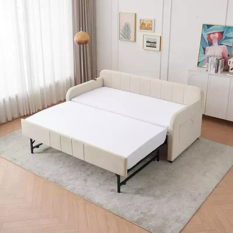 Struttura letto a giorno imbottita matrimoniale Zeus & Ruta con letto estraibile per camera da letto, soggiorno, camera degli ospiti