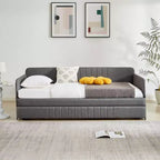 Divano letto singolo con letto estraibile singolo, divano letto imbottito in lino con bracciolo e schienale, divano letto che non richiede rete a doghe, divano letto singolo