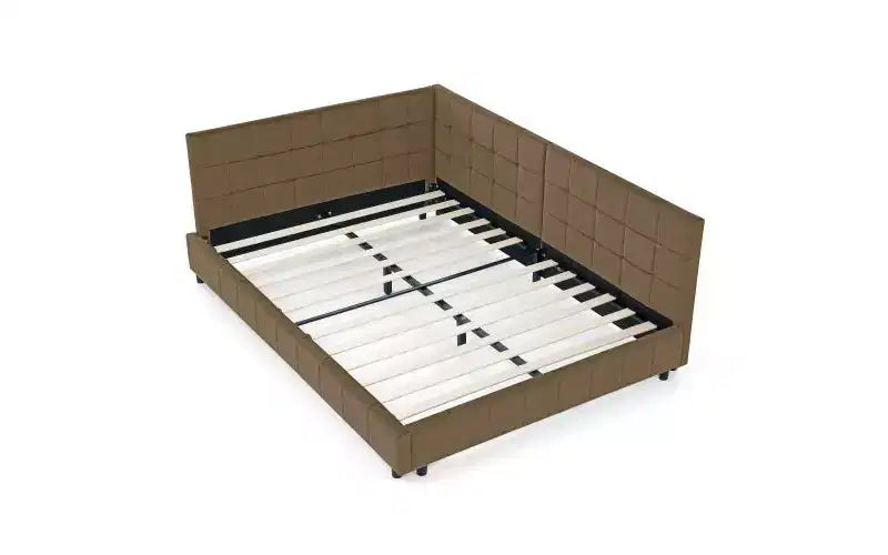 Lettino da giorno matrimoniale in velluto TUYOHW Mid-Century, divano letto imbottito con struttura in legno di eucalipto, letto trapuntato con testiere