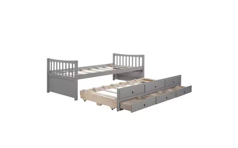 TUYOHW Letto da Giorno Twin Size, Struttura Letto Divano con Letto Estraibile e 3 Cassetti, Letto Contenitore Multifunzione, Struttura Letto a Piattaforma in Legno