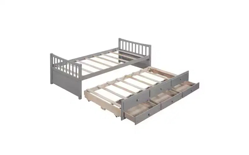 TUYOHW Letto da Giorno Twin Size, Struttura Letto Divano con Letto Estraibile e 3 Cassetti, Letto Contenitore Multifunzione, Struttura Letto a Piattaforma in Legno