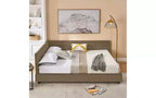 Divano letto in velluto TUYOHW Mid-Century, struttura del divano letto imbottito con piattaforma in legno di eucalipto, letto matrimoniale trapuntato con testiere