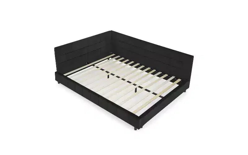 Divano letto in velluto TUYOHW Mid-Century, struttura del divano letto imbottito con piattaforma in legno di eucalipto, letto matrimoniale trapuntato con testiere