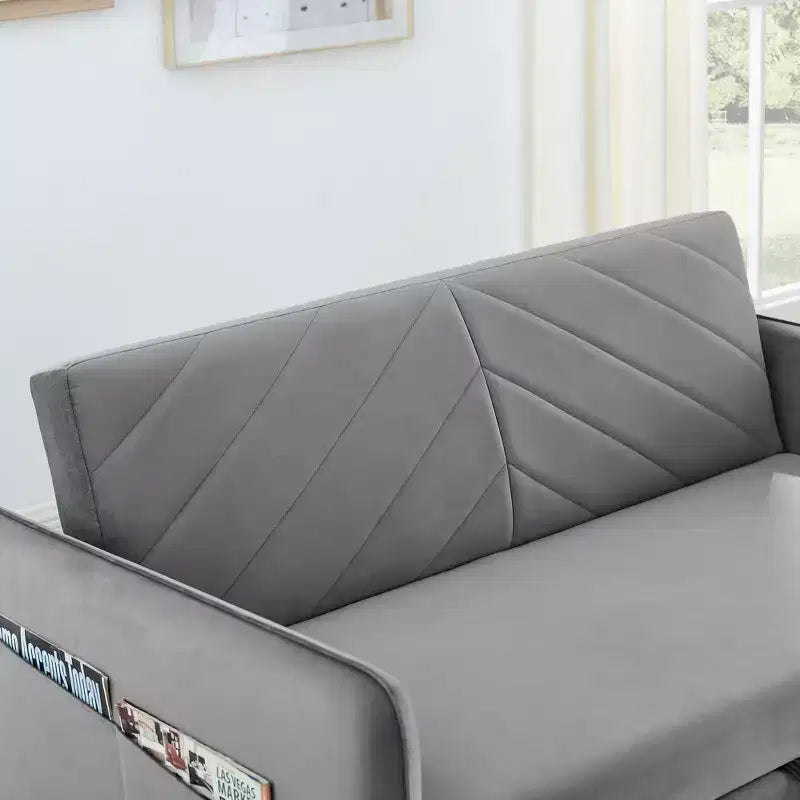 Divano Letto, Velluto, Porta USB, Divano Estraibile con 2 Tasche Laterali e 2 Cuscini per Soggiorno Camera da Letto Piccoli Spazi