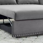 Divano Letto, Velluto, Porta USB, Divano Estraibile con 2 Tasche Laterali e 2 Cuscini per Soggiorno Camera da Letto Piccoli Spazi