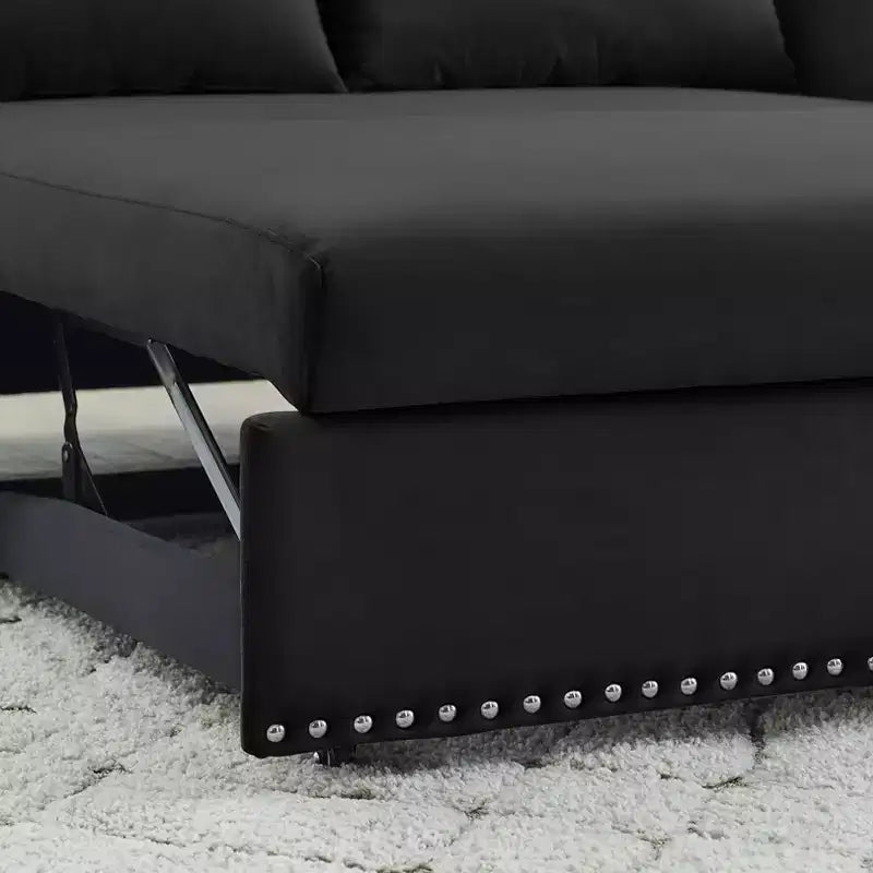 Divano Letto, Velluto, Porta USB, Divano Estraibile con 2 Tasche Laterali e 2 Cuscini per Soggiorno Camera da Letto Piccoli Spazi