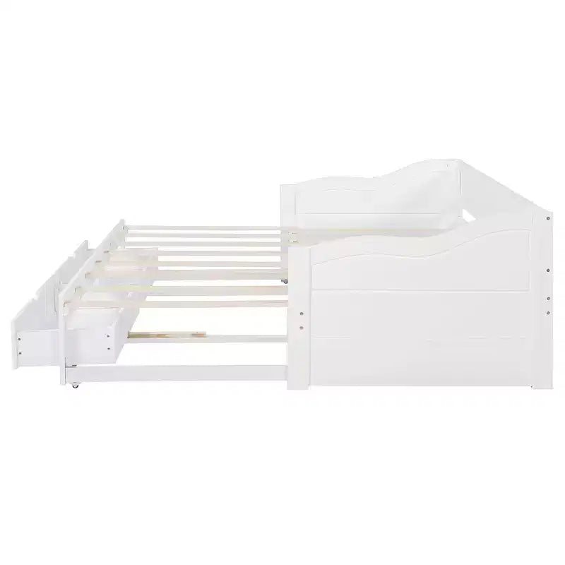 Luxystar Moderno Divano Letto in Legno con Letto Estraibile e 2 Cassetti Contenitori per il Soggiorno