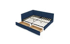 TUYOHW Divano-letto imbottito in velluto in stile Mid-Century con 2 cassetti, Struttura letto matrimoniale in legno di eucalipto con contenitore per camera da letto e soggiorno