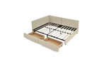TUYOHW Divano-letto imbottito in velluto in stile Mid-Century con 2 cassetti, Struttura letto matrimoniale in legno di eucalipto con contenitore per camera da letto e soggiorno