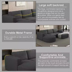 Divano letto componibile MAYEERTY 104,32*70,86 pollici, set a forma di U convertibile con chaise longue e pouf, spugna compressa, grigio scuro, combinazione A+B+C+D