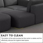 Divano letto componibile MAYEERTY 104,32*70,86 pollici, set a forma di U convertibile con chaise longue e pouf, spugna compressa, grigio scuro, combinazione A+B+C+D
