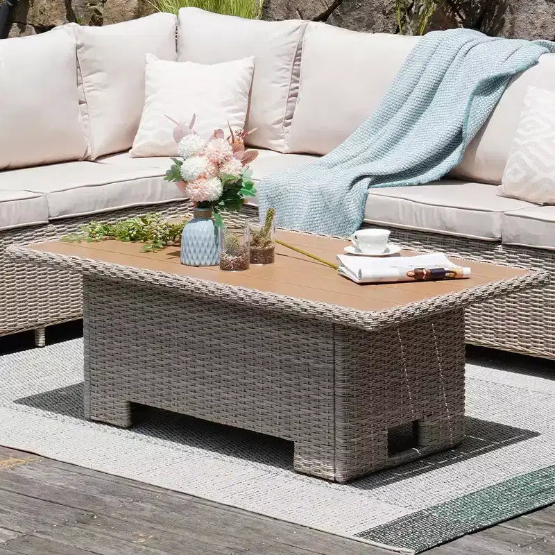 GRANDPATIO Patio Extendable Wicker Coffee Table - 51.25'' x 27'' Outdoor Use