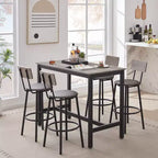 Set tavolo da pranzo 5 pezzi, set tavolo da bar con 4 sgabelli imbottiti, schienale in legno, poggiapiedi ad anello, per soggiorno studio sala da pranzo