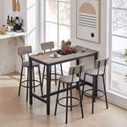 Set tavolo da pranzo 5 pezzi, set tavolo da bar con 4 sgabelli imbottiti, schienale in legno, poggiapiedi ad anello, per soggiorno studio sala da pranzo
