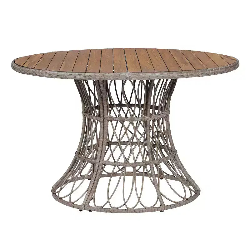 Christopher Knight Home Joelle Tavolo da pranzo rustico da esterno in legno di acacia a doghe con base in vimini