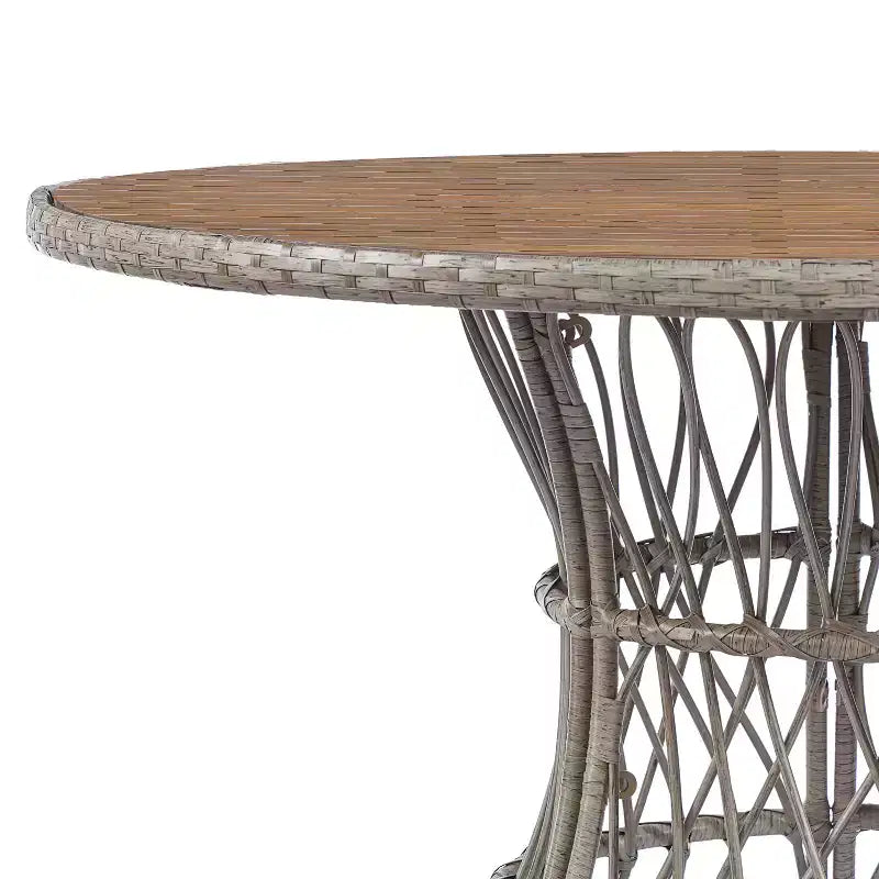 Christopher Knight Home Joelle Tavolo da pranzo rustico da esterno in legno di acacia a doghe con base in vimini