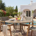 Christopher Knight Home Joelle Rustic Outdoor Acacia Wood Slatted Dining Table with Wicker Base