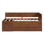 Divano letto in legno Luxystar Twin con 4 cassetti e mensole