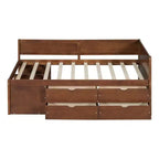 Divano letto in legno Luxystar Twin con 4 cassetti e mensole