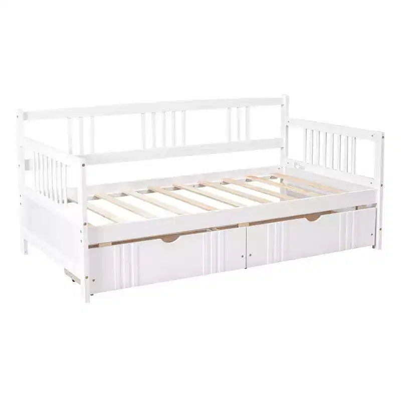 Luxystar Divano Letto Moderno in Legno Queen Size con 2 Cassetti Contenitori