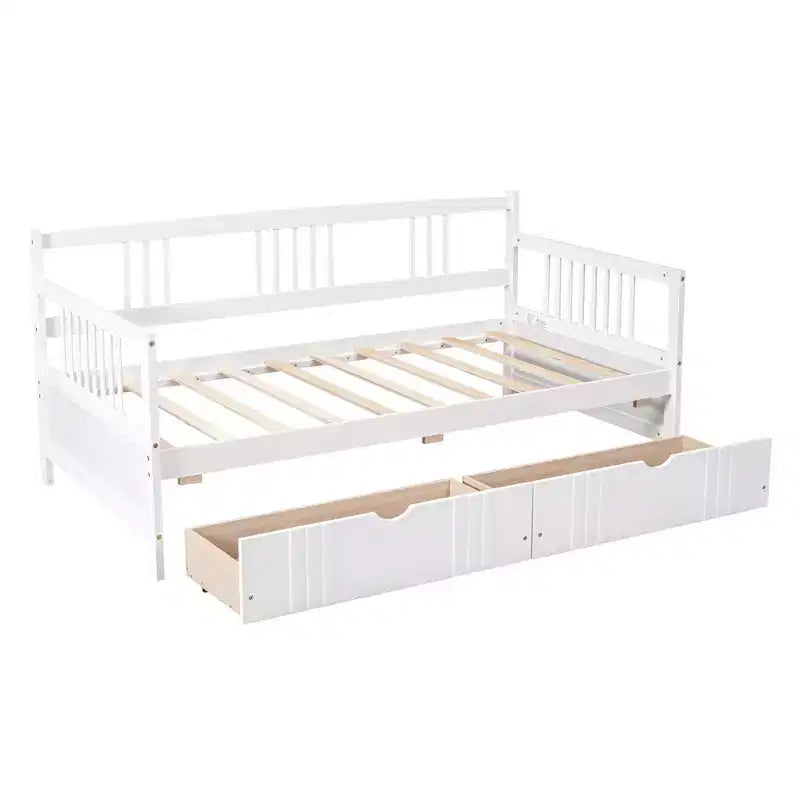 Luxystar Divano Letto Moderno in Legno Queen Size con 2 Cassetti Contenitori