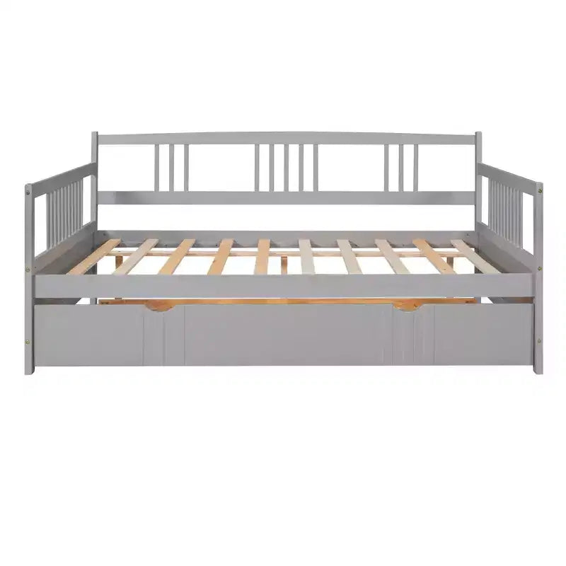 Luxystar Letto a giorno moderno in legno Full Size con letto estraibile singolo