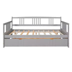 Luxystar Letto a giorno moderno in legno Full Size con letto estraibile singolo