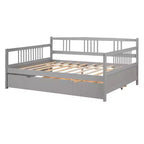 Luxystar Letto a giorno moderno in legno Full Size con letto estraibile singolo