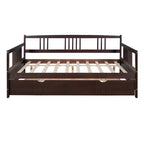 Luxystar Letto a giorno moderno in legno Full Size con letto estraibile singolo