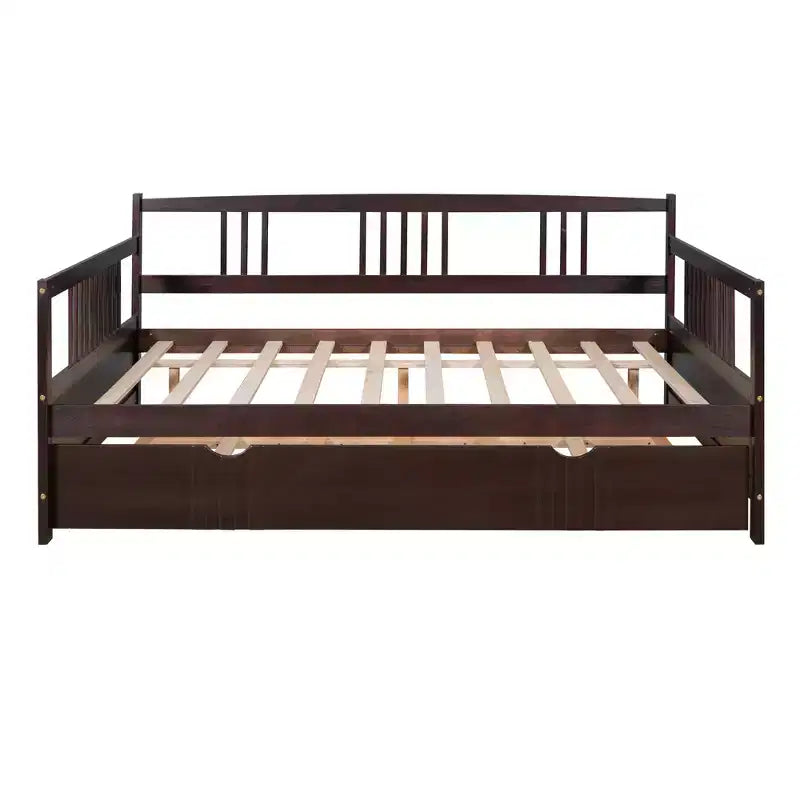 Luxystar Letto a giorno moderno in legno Full Size con letto estraibile singolo