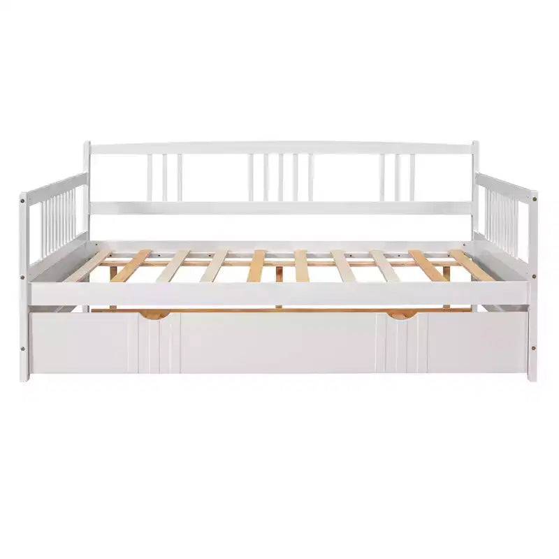 Luxystar Letto a giorno moderno in legno Full Size con letto estraibile singolo