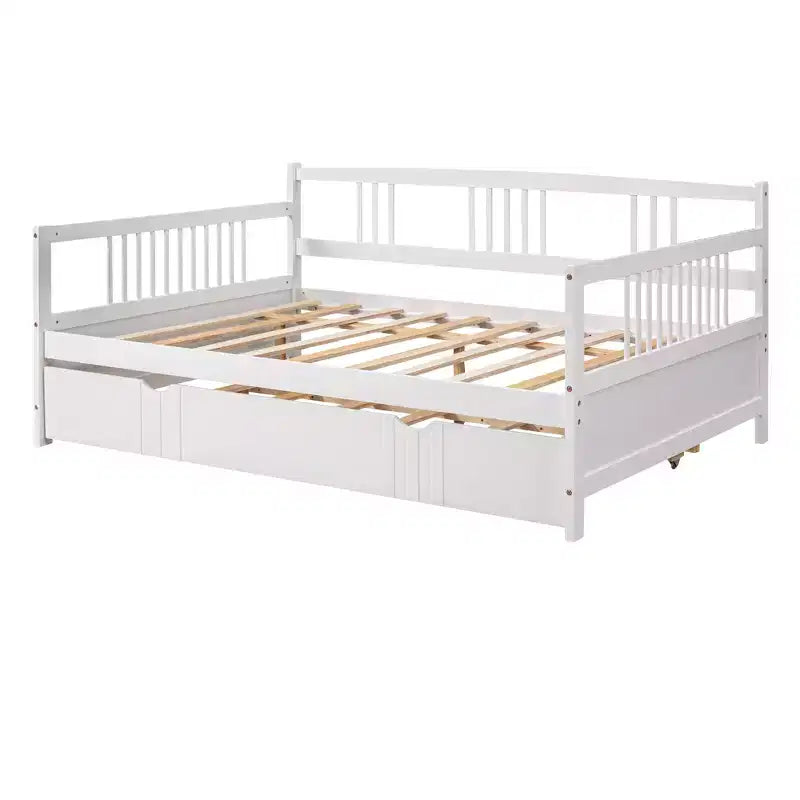 Luxystar Letto a giorno moderno in legno Full Size con letto estraibile singolo